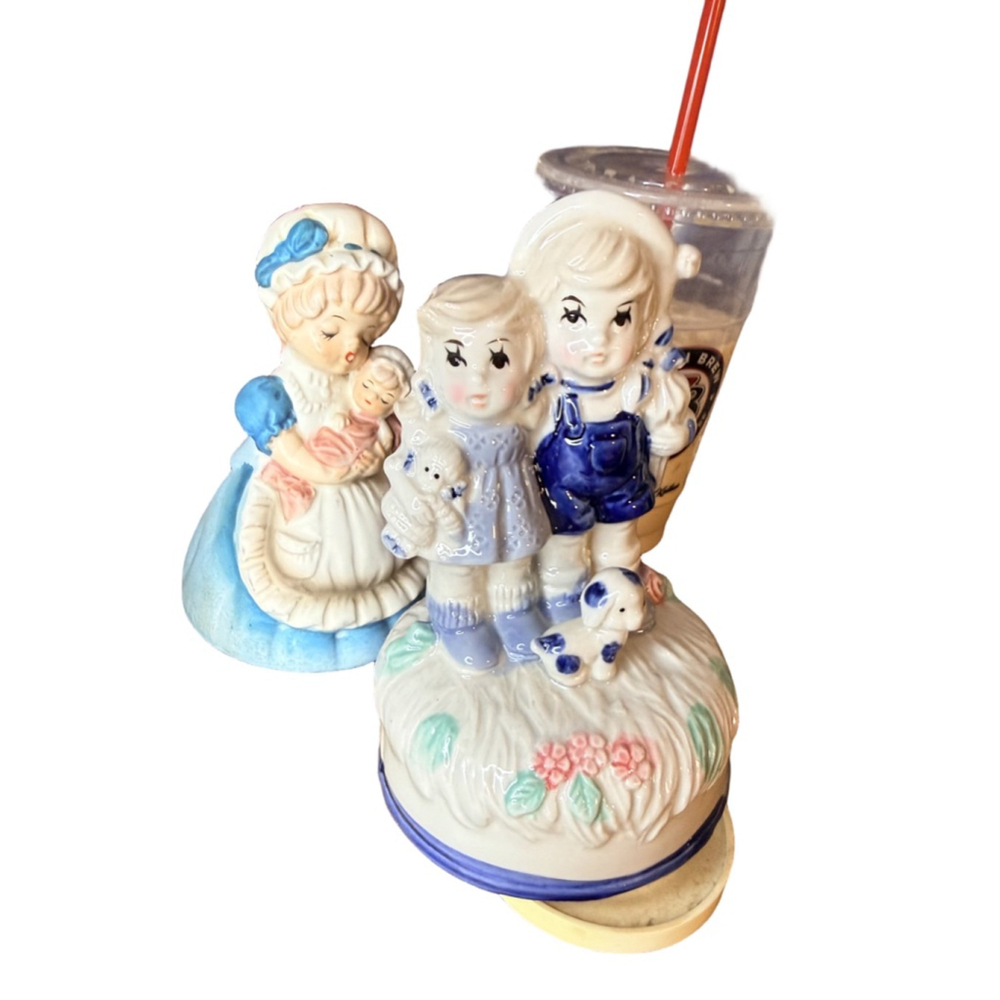 Vintage wind up musical Man woman piano boy girl baby 5 pieces 4 musical - Picture 2 of 16